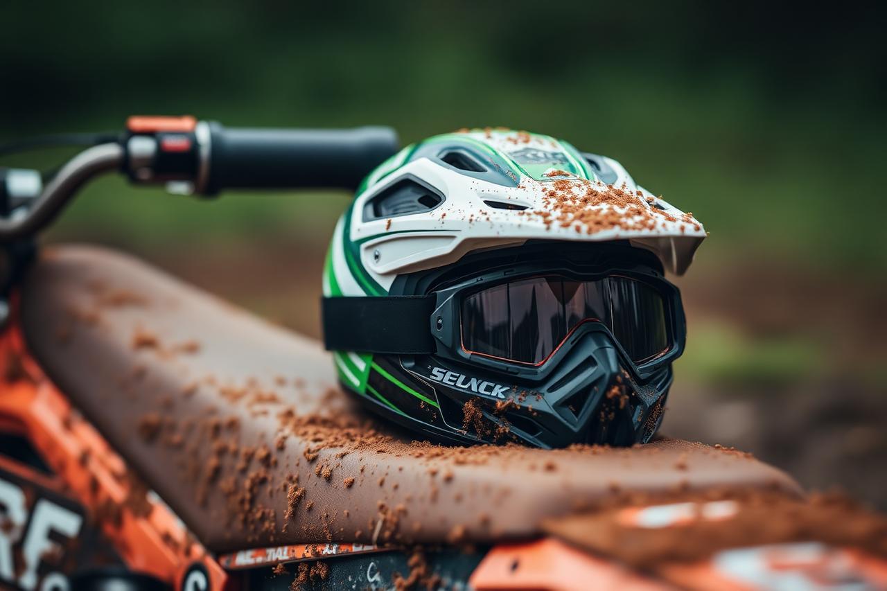Helm und Brille auf dem Motorrad